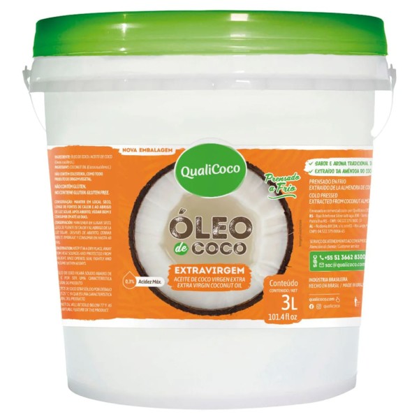 Encontraproduto.com.br - Óleo de Coco Qualicoco Extra Virgem Balde 3L