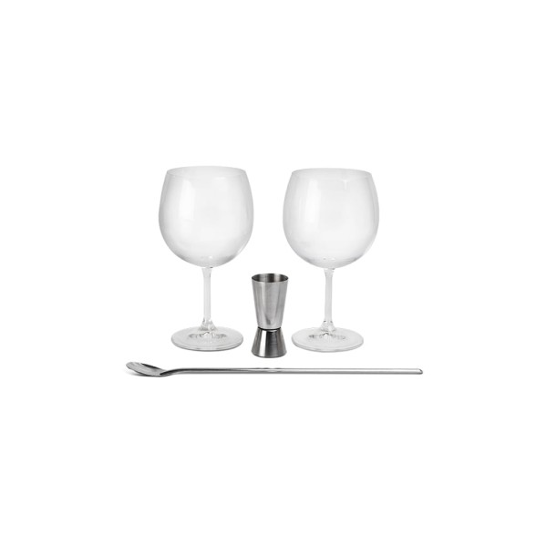 Encontraproduto.com.br - Kit Gin 4 Peças – 2 Taças 600 ml Dosador Colher Aço Inoxidável - Haus Concept