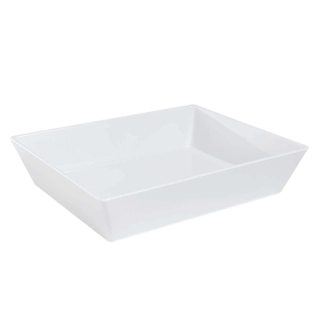 Encontraproduto.com.br - Travessa Retangular 4,8l Branca para Servir a Mesa Bandeja Salada Sobremesa Coza