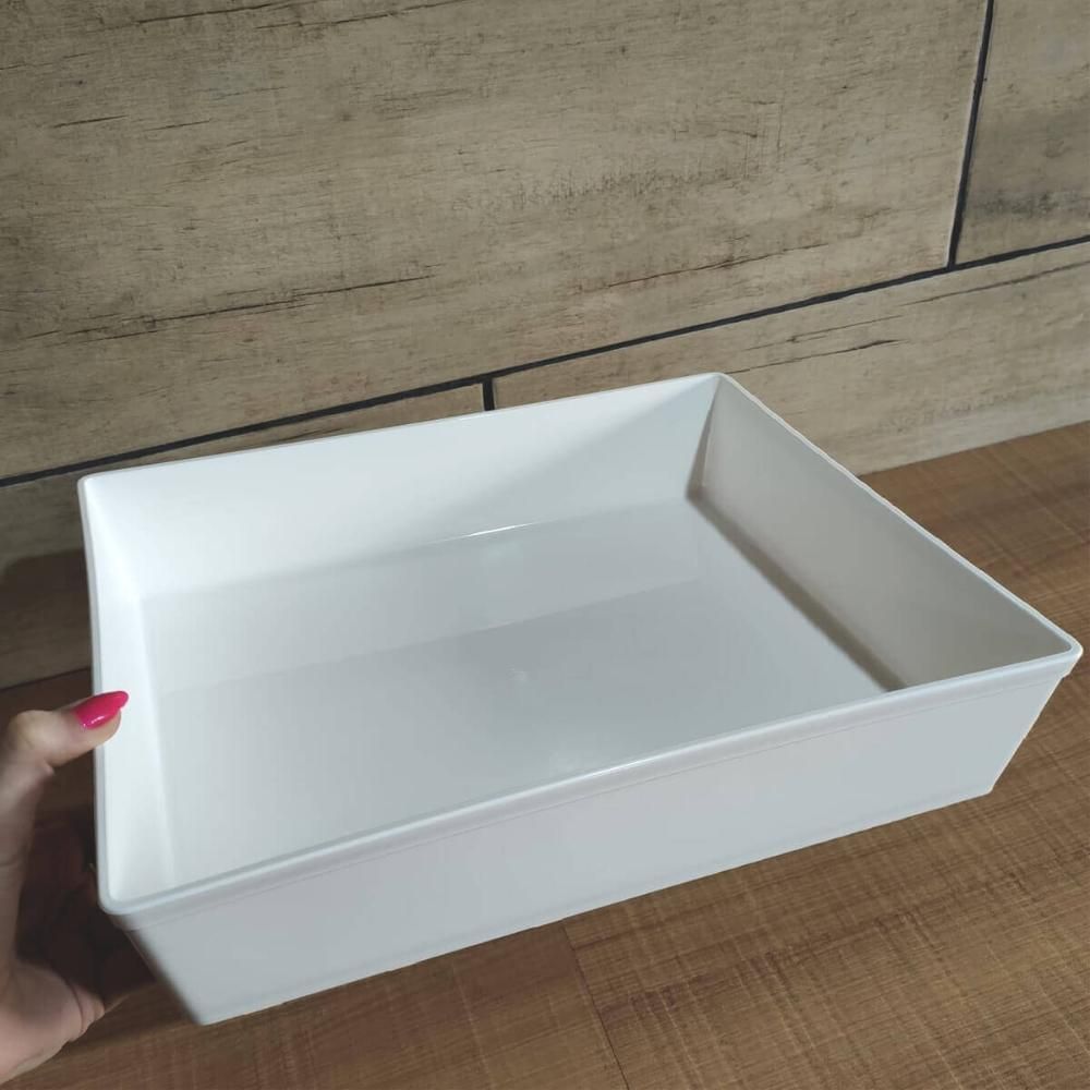 Encontraproduto.com.br - Travessa Retangular 4,8l Branca para Servir a Mesa Bandeja Salada Sobremesa Coza