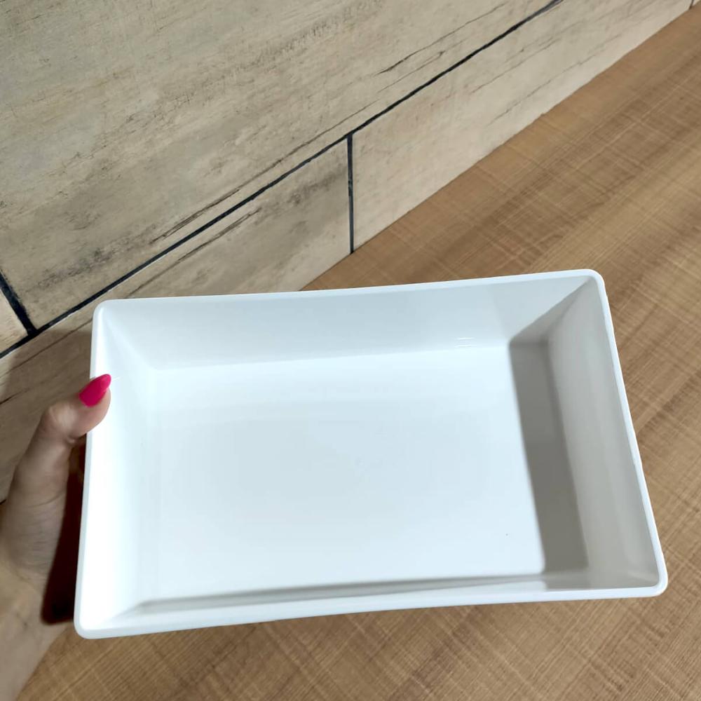 Encontraproduto.com.br - Travessa Retangular 2,2l Branca Servir a Mesa Salada Sobremesa Risoto Petisco Coza