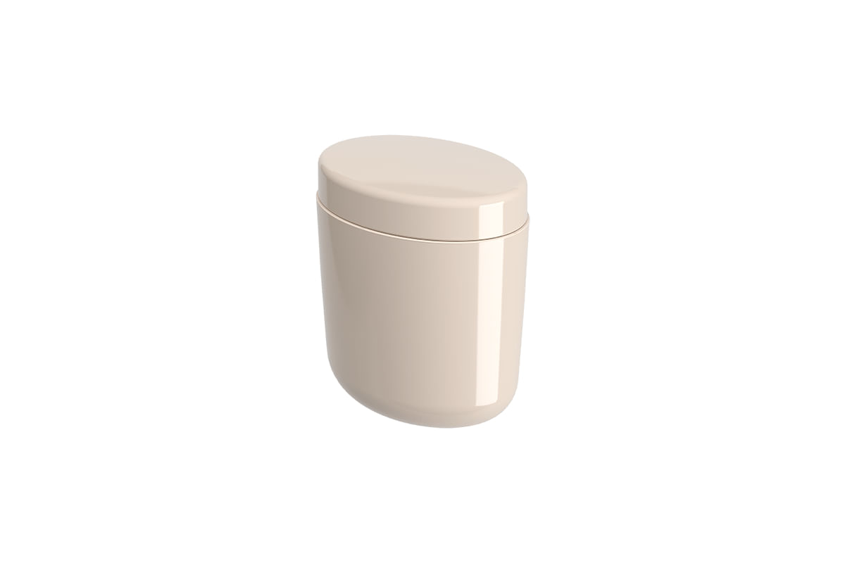 Encontraproduto.com.br - Porta-Algodão/Cotonete Plástico Cor Areia Coast Linha Flora Coza