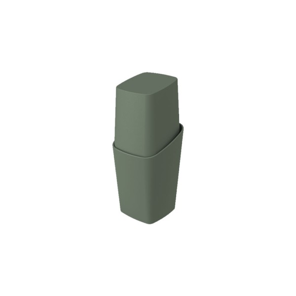 Encontraproduto.com.br - Porta-Escova com Tampa Plástico Cor Verde Amazon Linha Flora Coza