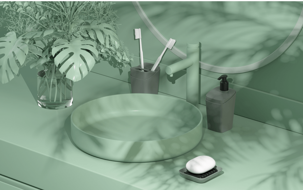 Porta-Escova Plástico Cor Verde Amazon Linha Flora Coza
