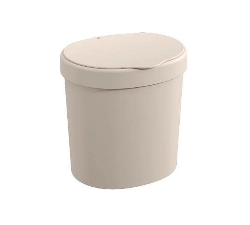 Lixeira com Tampa 2,5 L Plástico Cor Areia Coast Linha Flora Coza