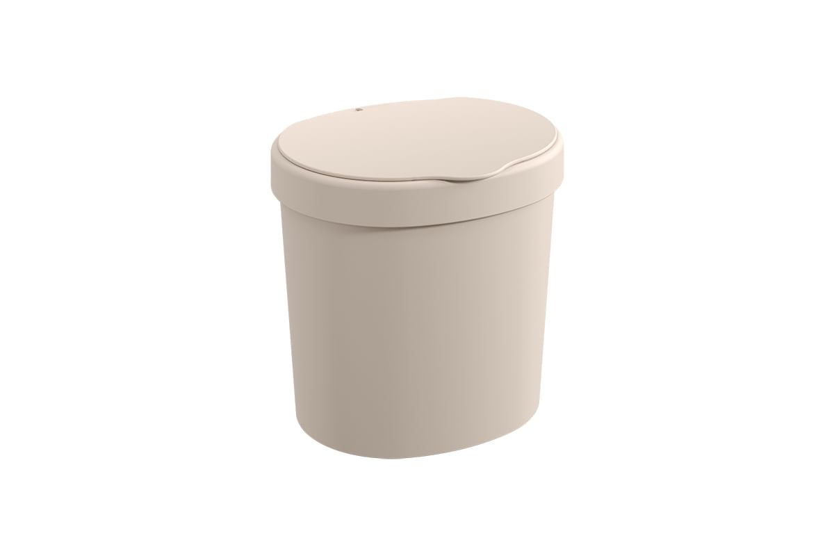 Encontraproduto.com.br - Lixeira com Tampa 2,5 L Plástico Cor Areia Coast Linha Flora Coza