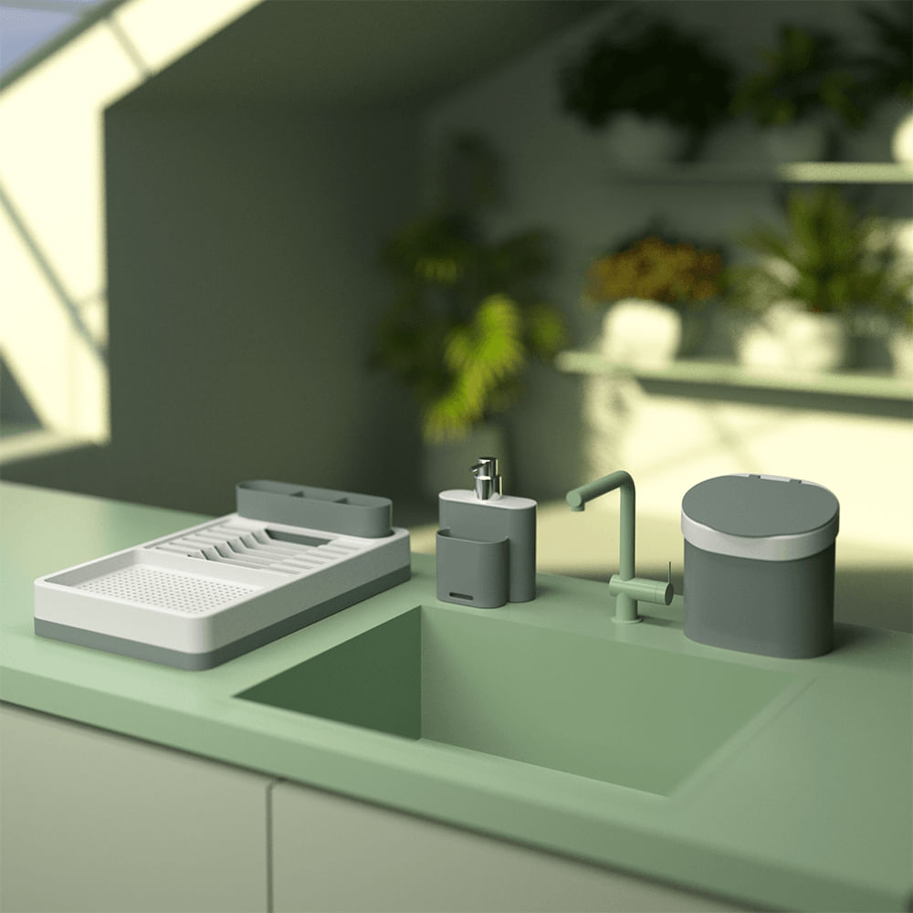 Encontraproduto.com.br - Lixeira com Tampa 4 L Plástico Cor Verde Amazon e Eco Natural Linha Flora Coza