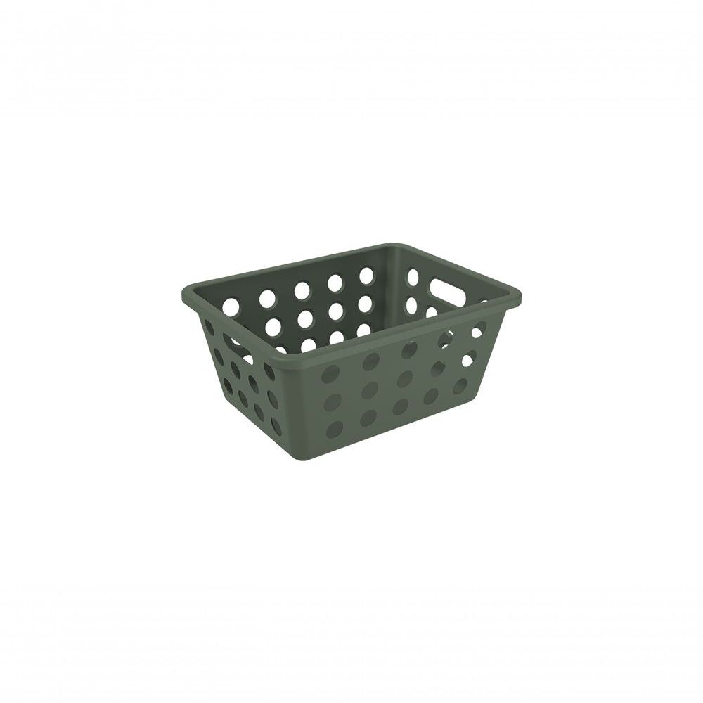 Encontraproduto.com.br - Cesta Pequena Organizadora 1,5 L Retangular Plástico Cor Verde Amazon Linha Flora Coza Verde Amazon
