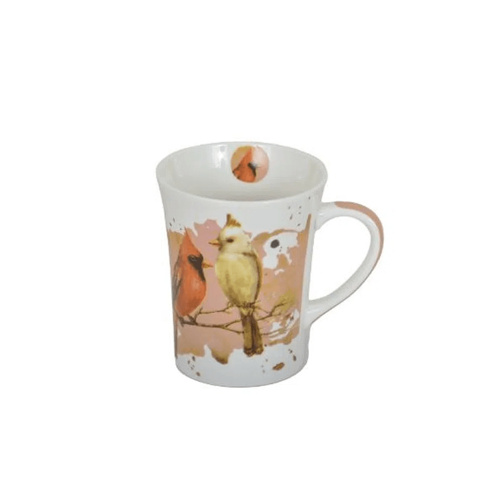 Encontraproduto.com.br - Caneca em porcelana Haus Pássaros 340ml vermelha