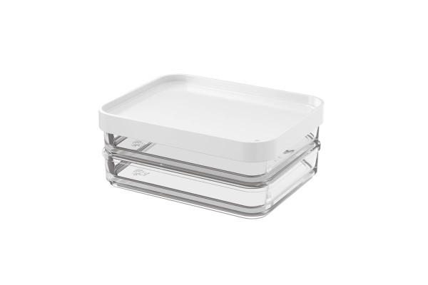 Encontraproduto.com.br - Pote Plástico Transparente Clear Duo De 560ml Tampa Branca - 20769/3007 - Coza