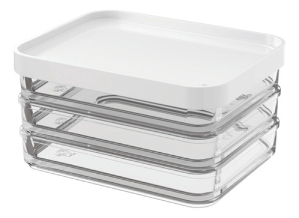 Pote Clear Trio Coza 20770/3007 em Poliestireno Transparente/ Branco – 840 ml