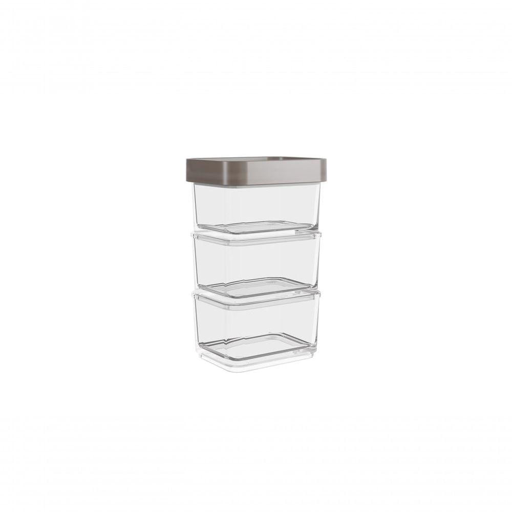 Pote Clear Micro Trio 6,2 X 8 X 13 Cm 300 Ml Warm Gray Coza