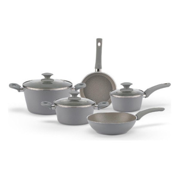 Encontraproduto.com.br - Jogo de Panelas Brinox Antiaderente Ceramic Life 5 Peças Marble Optima com Indução Cinza
