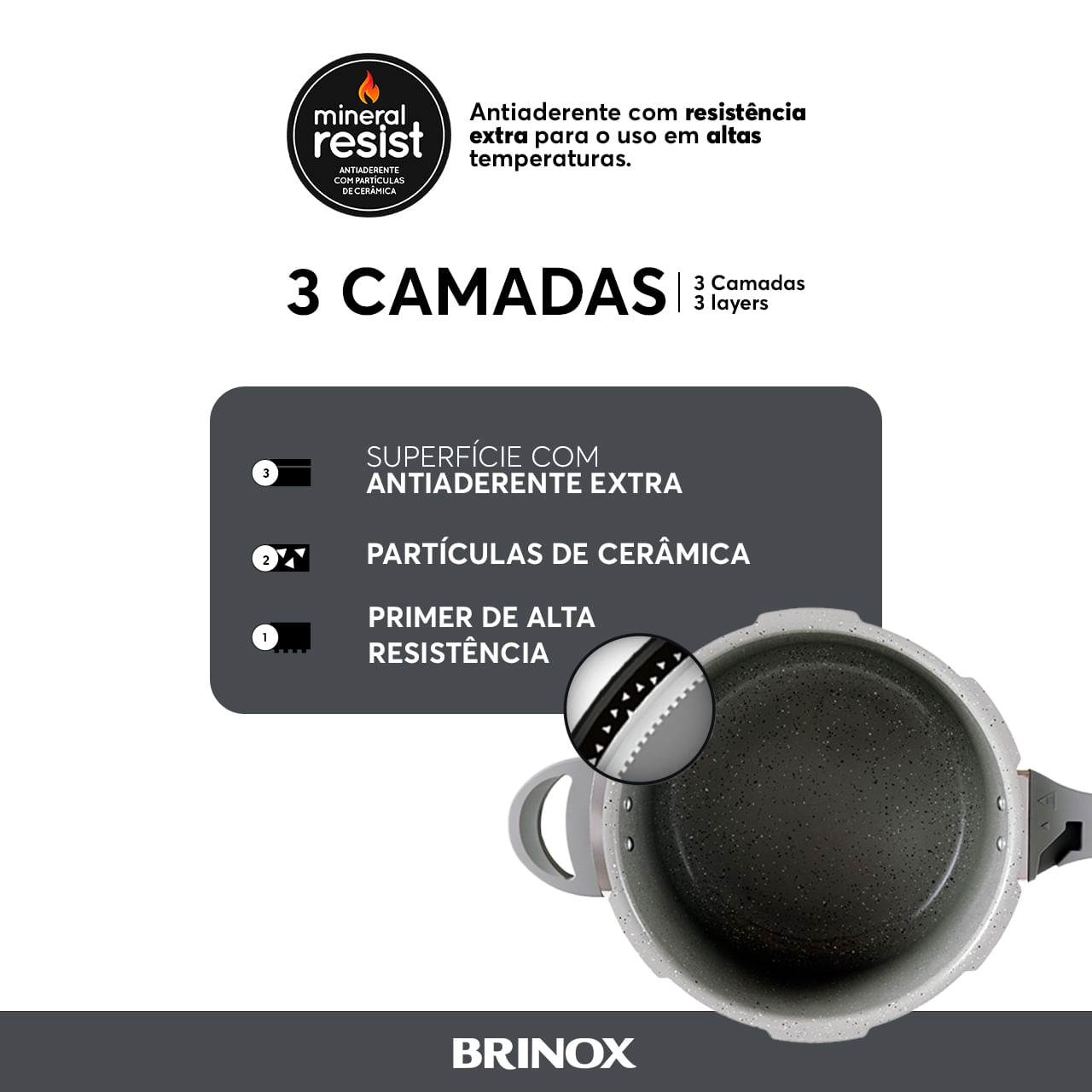 Encontraproduto.com.br - Panela de Pressão Brinox 4,2 L Antiaderente Ceramic Life Marble Blend com Indução Cinza Claro