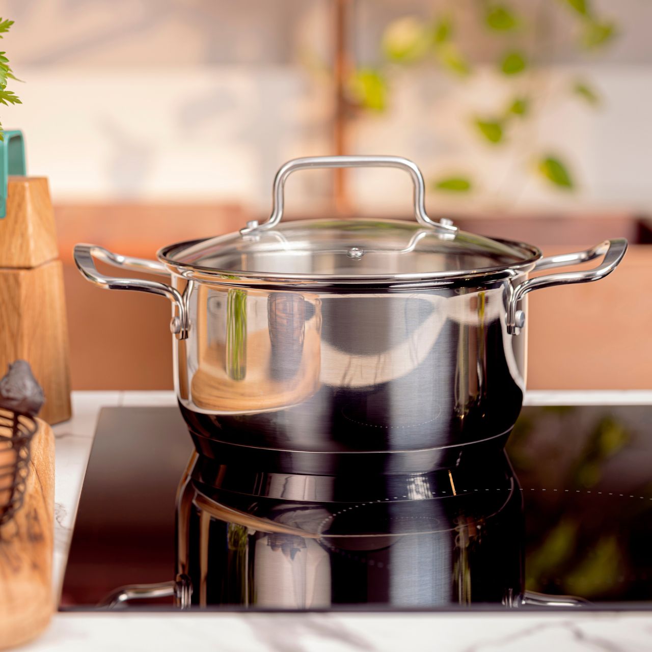Encontraproduto.com.br - Jogo de Panelas Brinox Aço Inoxidável Fundo Triplo 4 Peças Jasmin com Indução Inox