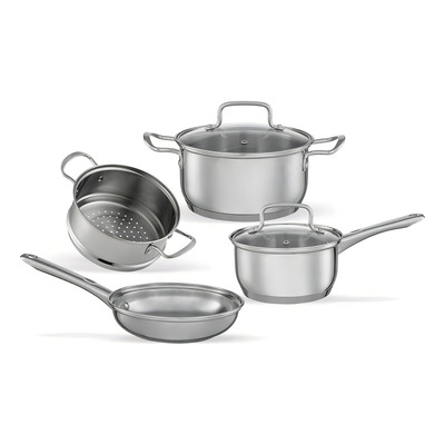 Encontraproduto.com.br - Jogo de Panelas Brinox Aço Inoxidável Fundo Triplo 4 Peças Jasmin com Indução Inox