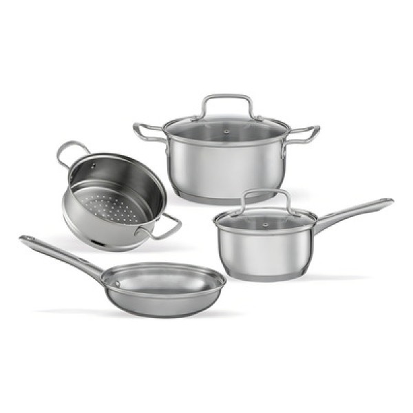 Encontraproduto.com.br - Jogo de Panelas Brinox Aço Inoxidável Fundo Triplo 4 Peças Jasmin com Indução Inox