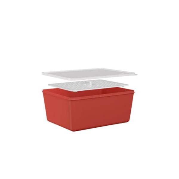 Encontraproduto.com.br - Pote em plástico com grade Coza Basic 2,2 litros vermelho goiaba