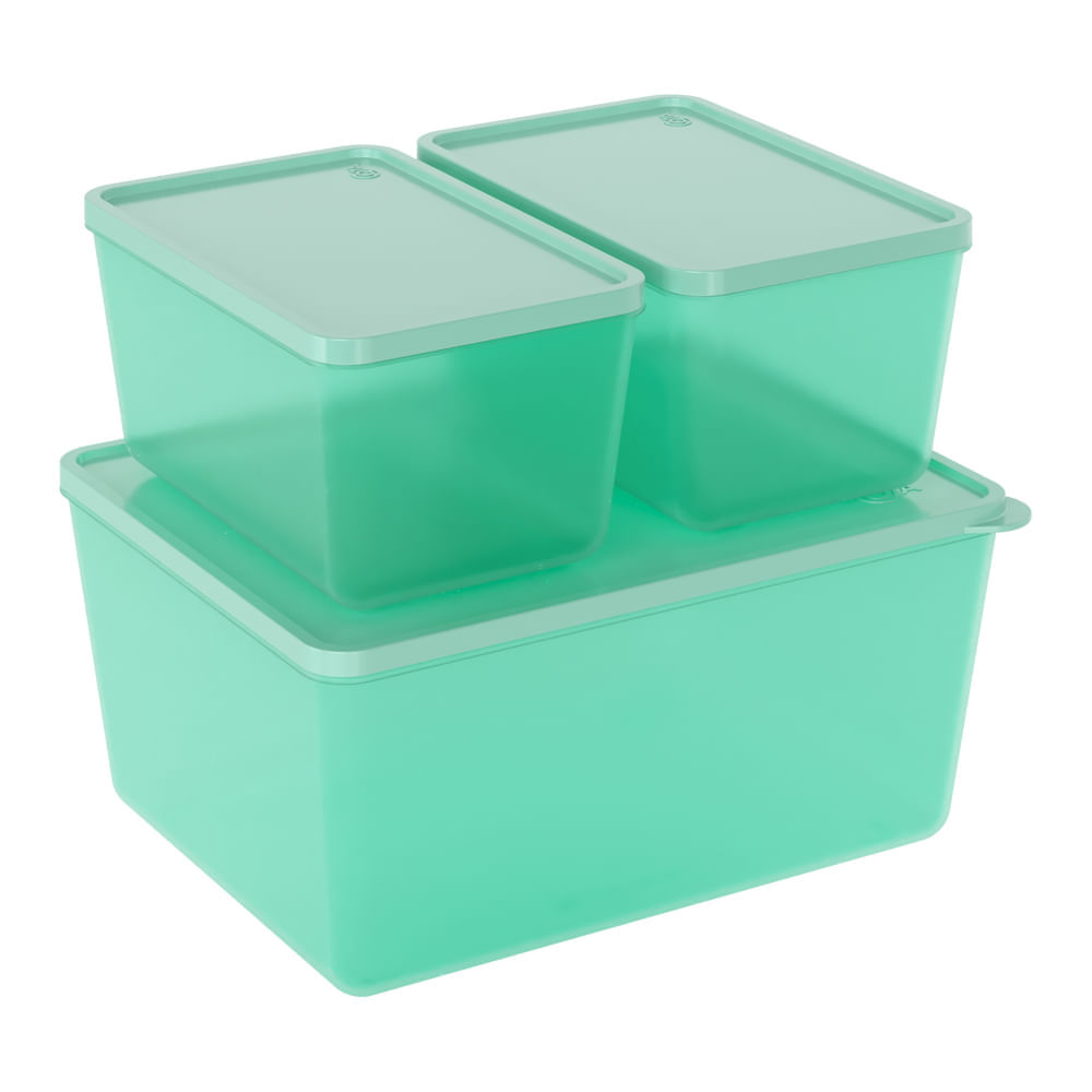 Conjunto 3 Potes Basic Verde Coza