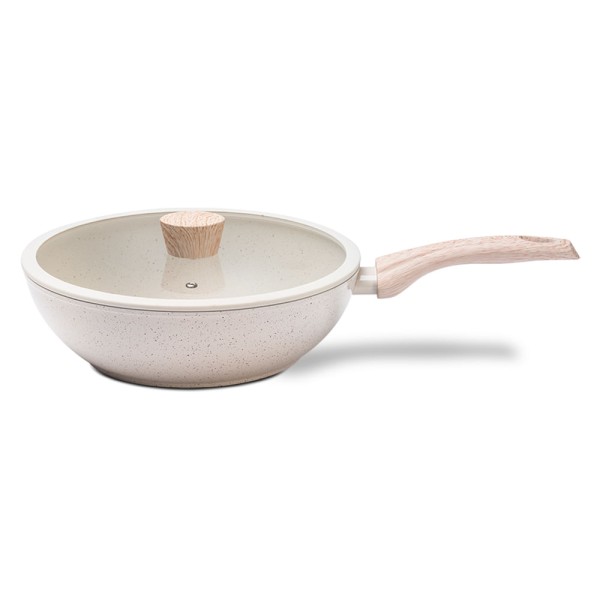 Encontraproduto.com.br - Wok com Tampa Brinox Antiaderente Ceramic Life Sirius 28 cm 3,4 L com Indução Vanilla