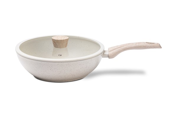 Encontraproduto.com.br - Wok com Tampa Brinox Antiaderente Ceramic Life Sirius 28 cm 3,4 L com Indução Vanilla