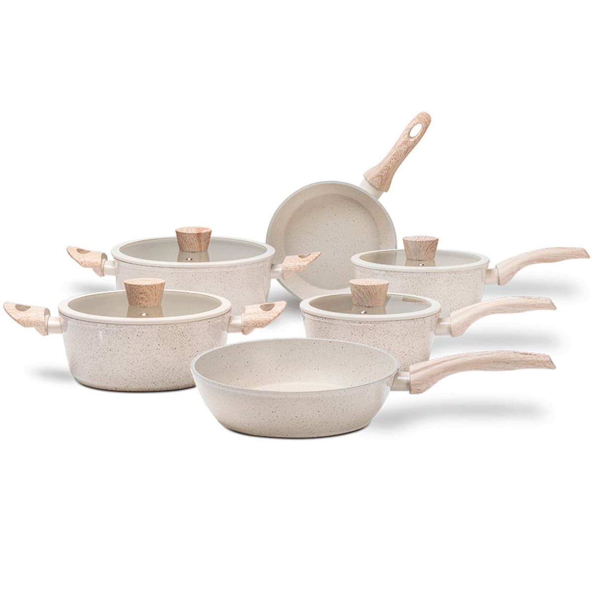 Jogo de Panelas Brinox Antiaderente Ceramic Life 6 Peças Sirius com Indução Vanilla