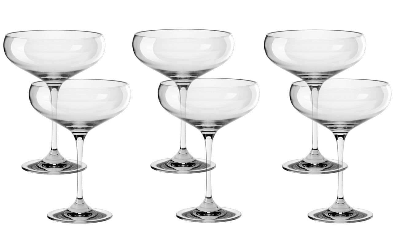 Jogo de 6 Taças de Cristal Bohemia para Espumante Vintage Fizzy 290 ML - Haus Concept
