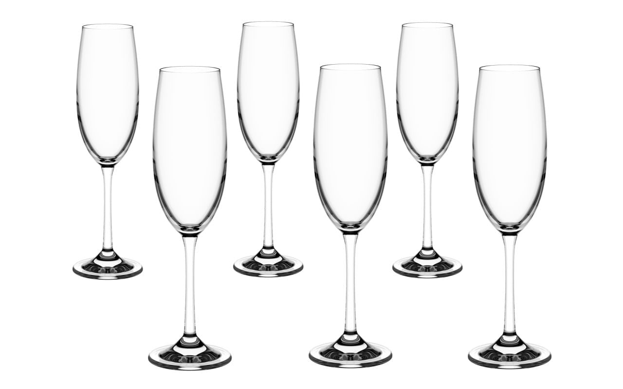 Encontraproduto.com.br - Jogo de 6 Taças de Cristal Bohemia para Espumante Sense 220 ML - Haus Concept