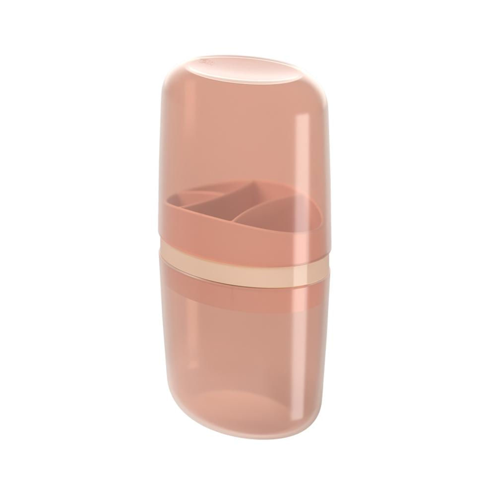 Encontraproduto.com.br - Porta Escova de Dente com Tampa Bulky 10447/0344 Coza Rosa Blush
