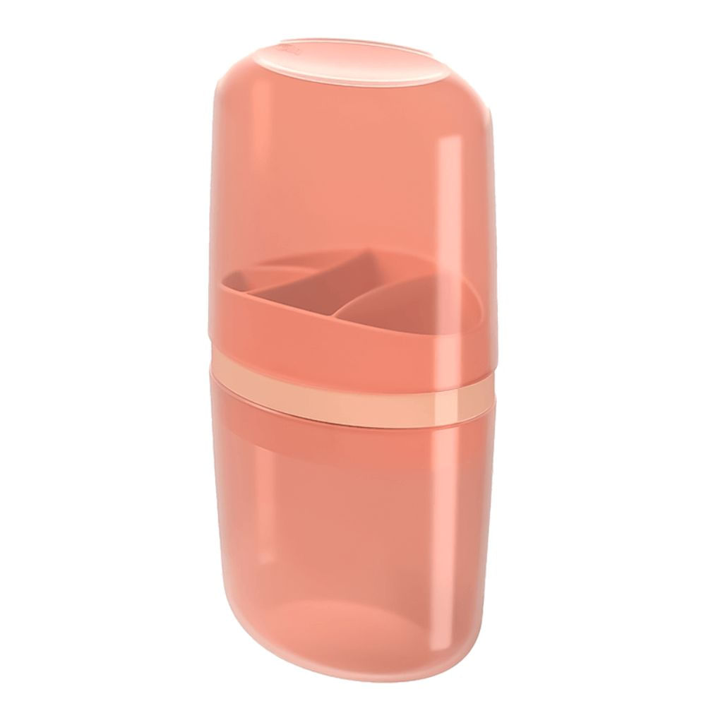Encontraproduto.com.br - Porta Escova de Dente com Tampa Bulky 10447/0344 Coza Rosa Blush