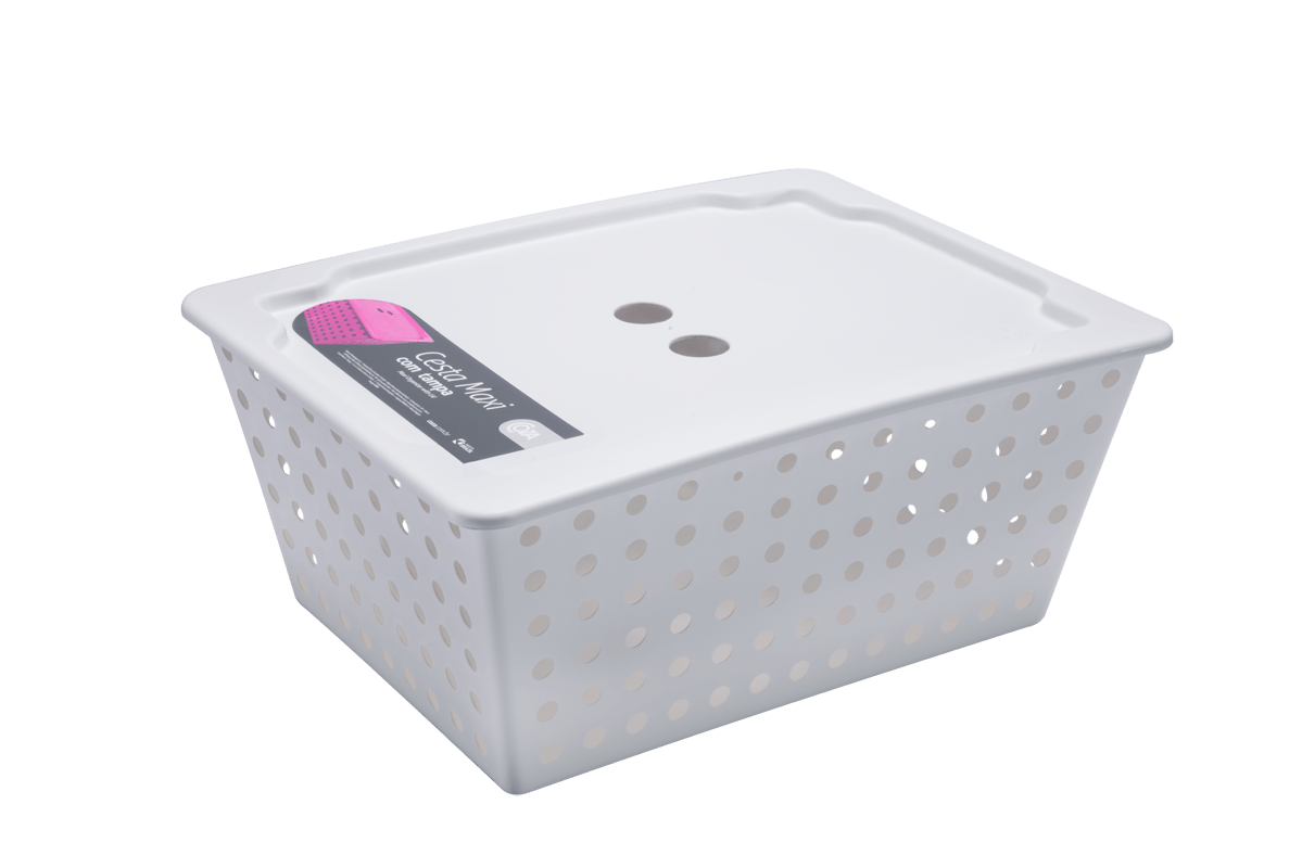 Encontraproduto.com.br - Cesta One maxi com tampa 39 x 30 x 16,8 cm Branco Coza