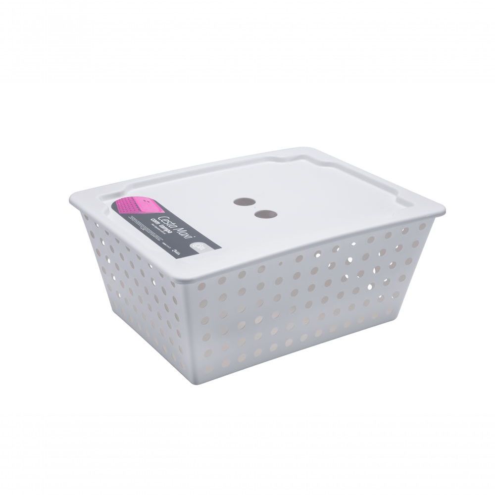 Encontraproduto.com.br - Cesta One maxi com tampa 39 x 30 x 16,8 cm Branco Coza
