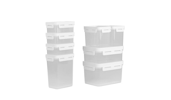 Encontraproduto.com.br - Kit de Potes Herméticos Com Tampa 8 Peças Polipropileno Linha Flap Coza