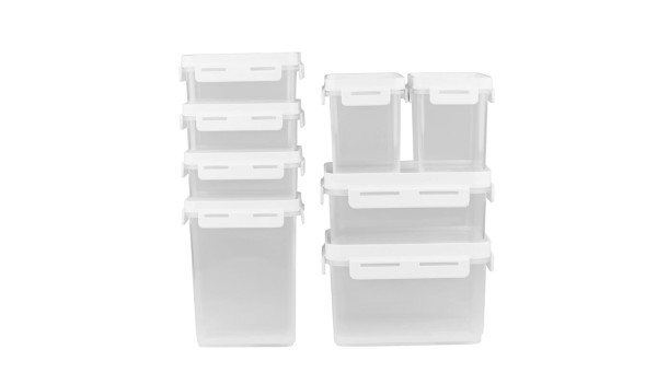 Encontraproduto.com.br - Kit de Potes Herméticos Com Tampa 8 Peças Polipropileno Linha Flap Coza