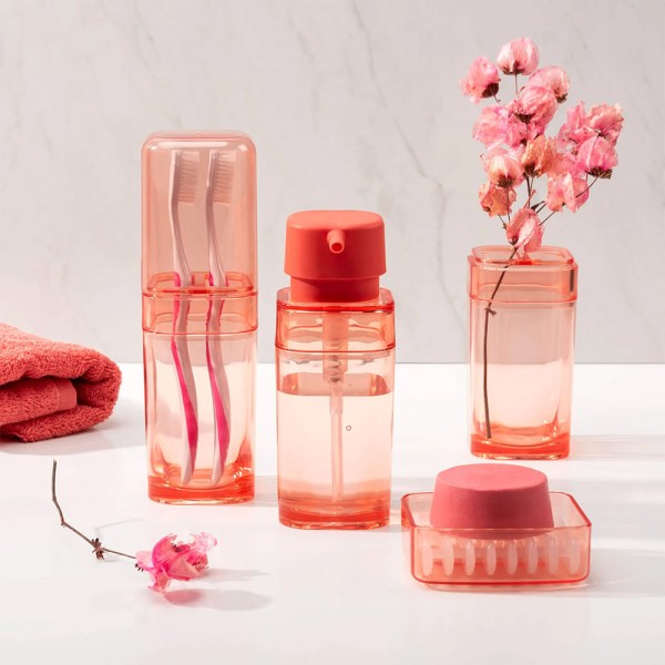 Encontraproduto.com.br - Porta Sabonete Líquido 290ml Coral Sunny Splash Coza 20462