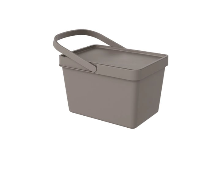 Cesta Com Alça E Tampa/balde Warm Gray Loft Coza 40,76 X 20,68 X 22,5 Cm 12,5 L Warm Gray Coza