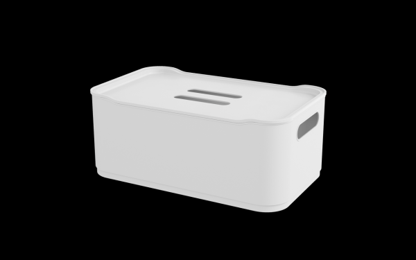 Encontraproduto.com.br - Cesta em plástico com tampa Coza Fit grande branco