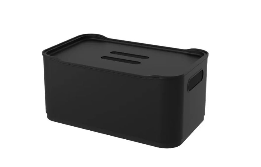 Cesta em plástico com tampa Coza Fit grande preta
