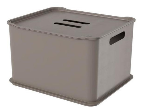 Cesta Ultra Com Tampa Warm Gray Fit Coza 38 X 31,6 X 23,4 Cm Warm Gray Coza
