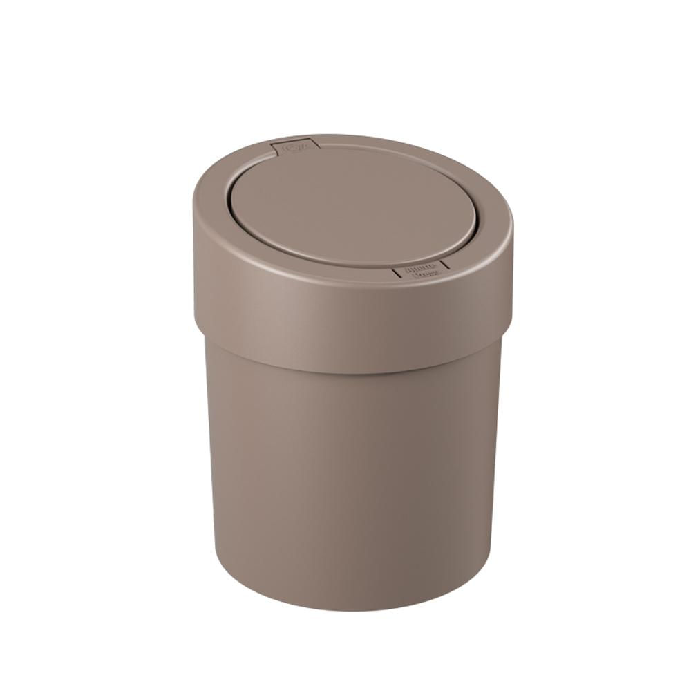 Lixeira Coza plástica click acionamento manual cinza quente ideal para todos os tipos de ambiente 5 litros  - 20 cm de diâmetro por 25,6 cm de altura