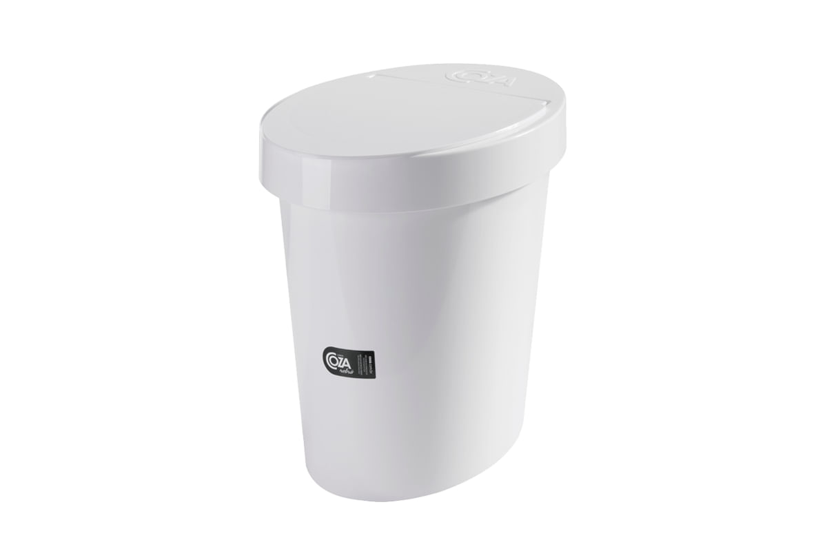 Lixeira Coza plástica oval retro 5 L - branca - 26,2 x 18,4 x 24,6 cm - Linha Glass