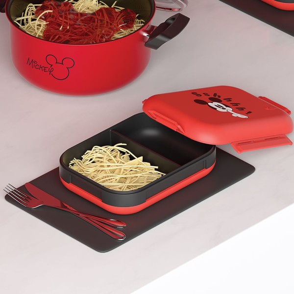 Encontraproduto.com.br - Marmita Mickey Disney Hermética Vermelha/Preta Coza