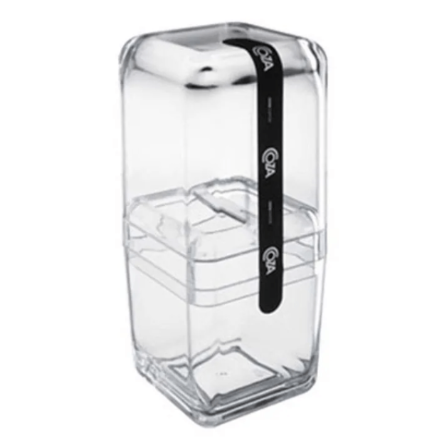 Encontraproduto.com.br - Porta-escova Cube com tampa 8,5 x 8,5 x 19,5 cm Cristal Coza