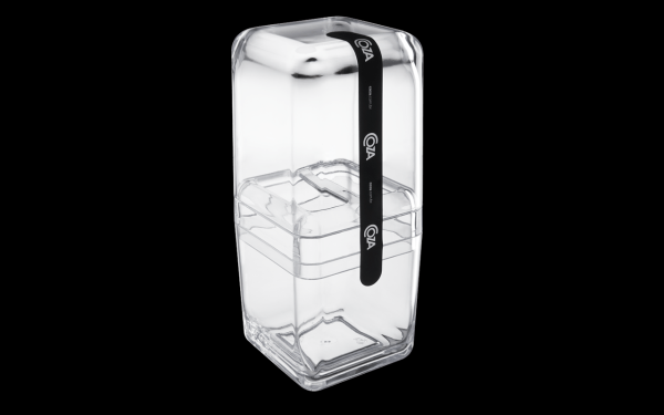 Encontraproduto.com.br - Porta-escova Cube com tampa 8,5 x 8,5 x 19,5 cm Cristal Coza