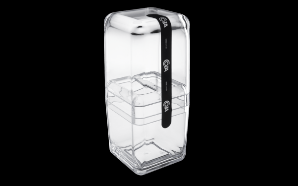 Encontraproduto.com.br - Porta-escova Cube com tampa 8,5 x 8,5 x 19,5 cm Cristal Coza