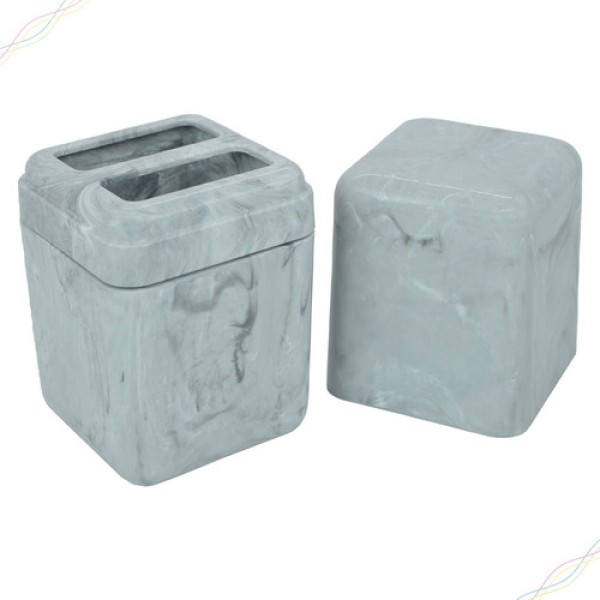 Encontraproduto.com.br - Porta-escova Cube com tampa 8,5 x 8,5 x 19,5 cm Cristal Coza