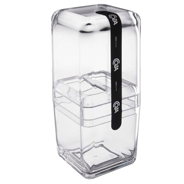 Encontraproduto.com.br - Porta-escova Cube com tampa 8,5 x 8,5 x 19,5 cm Cristal Coza