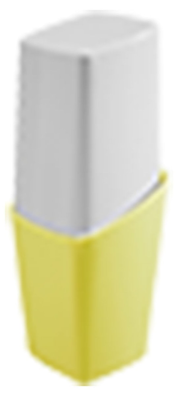 Encontraproduto.com.br - Porta-Escova Square com tampa 8,2 x 8,2 x 20,8 cm - Amarelo Coza
