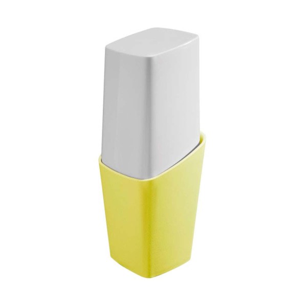 Encontraproduto.com.br - Porta-Escova Square com tampa 8,2 x 8,2 x 20,8 cm - Amarelo Coza
