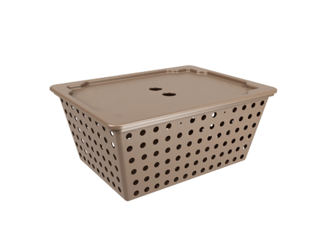 Encontraproduto.com.br - Cesta One maxi com tampa 39 x 30 x 16,8 cm Warm Gray Coza